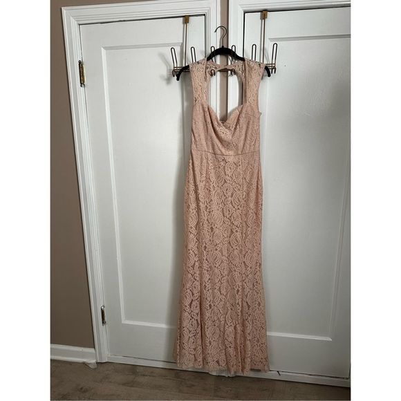 Lulus Medium Rosetta Blush Pink Lace Maxi Dress Wedding guest graduation easter - Picture 6 of 10